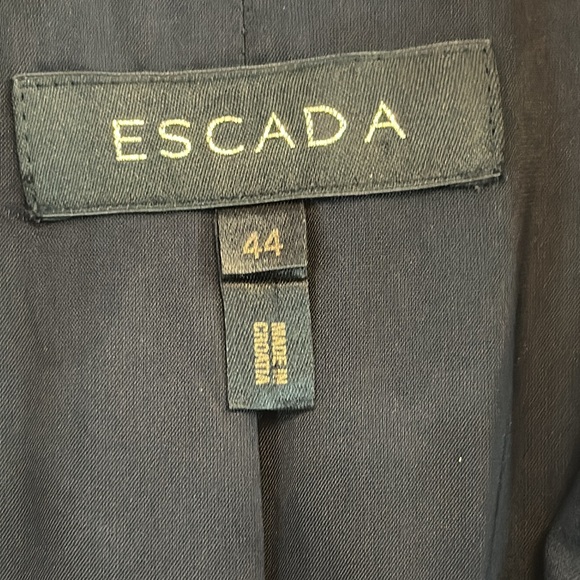 Escada Fitted Black Jacket with Chiffon Floral Fringe Sz 44 / 10 US - Picture 7 of 9